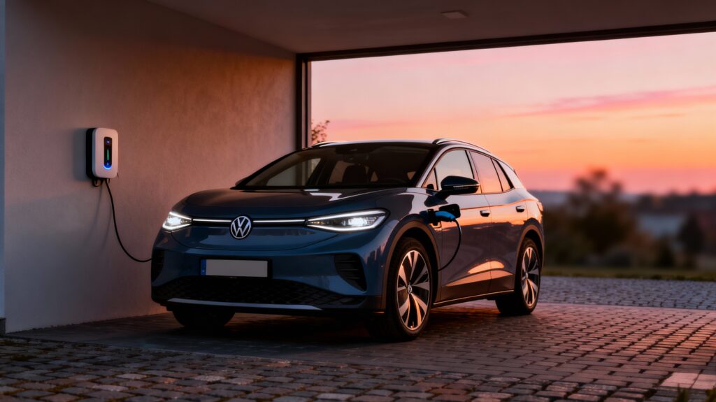 Elektroauto angeschlossen an einer Wallbox